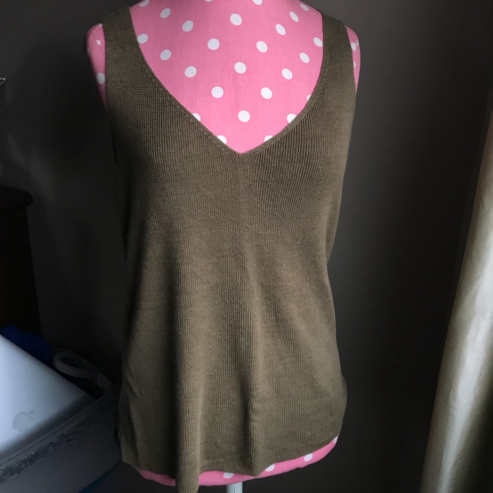 Ralph Lauren Olive Green Linen Tank-top